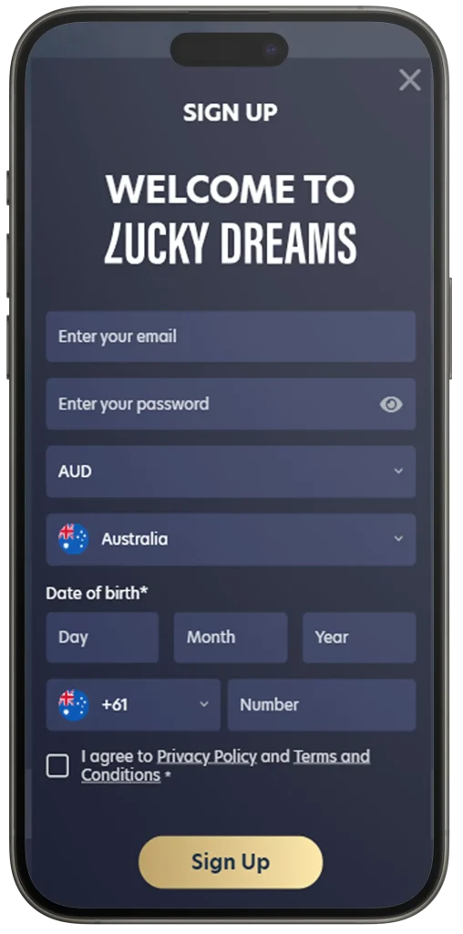 Lucky Dreams mobile registration