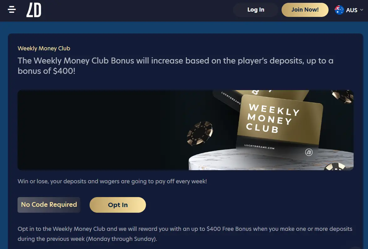 Lucky Dreams Casino Australia Bonus